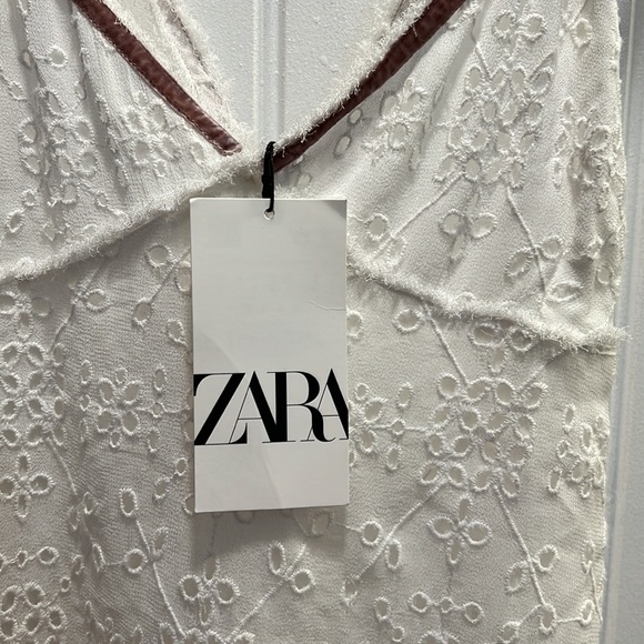 Zara Eyelet Spaghetti Strap Cami w/Lavender Velvet Ribbon Trim. Size Large. NWT - Picture 4 of 11